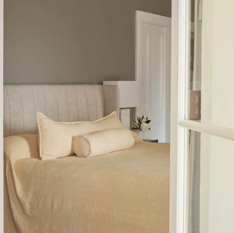 Luca Linen Long Lumbar Cushion - Soft Butter