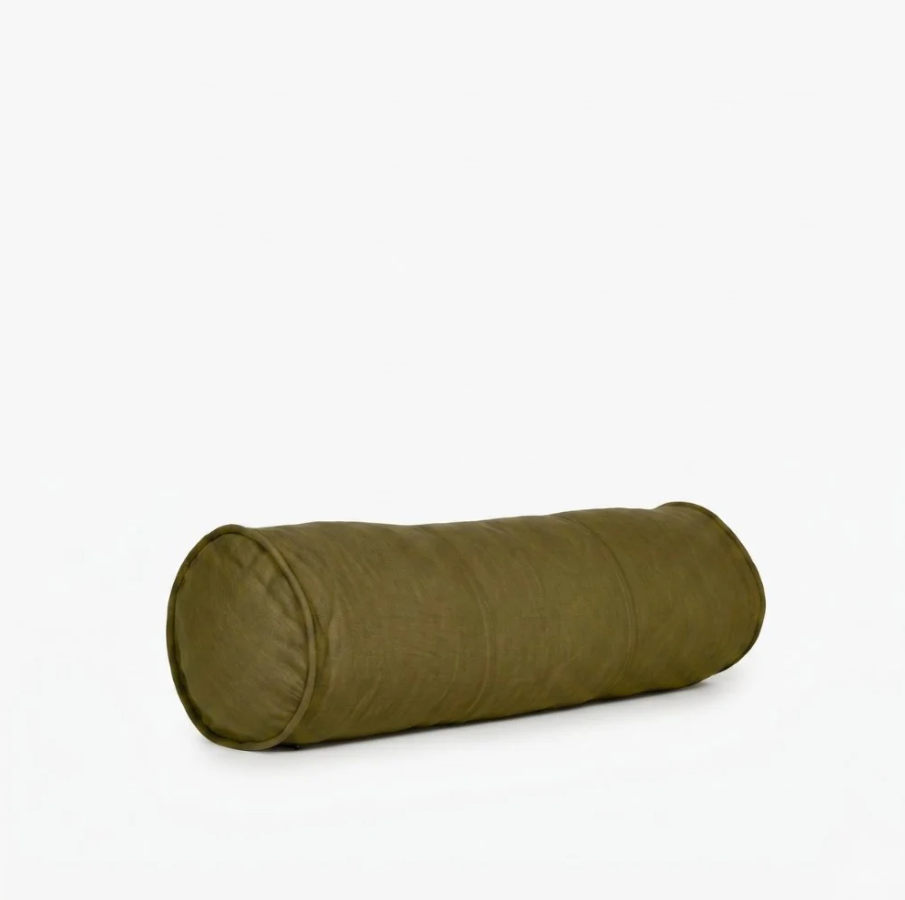 Luca Linen Bolster - Olive