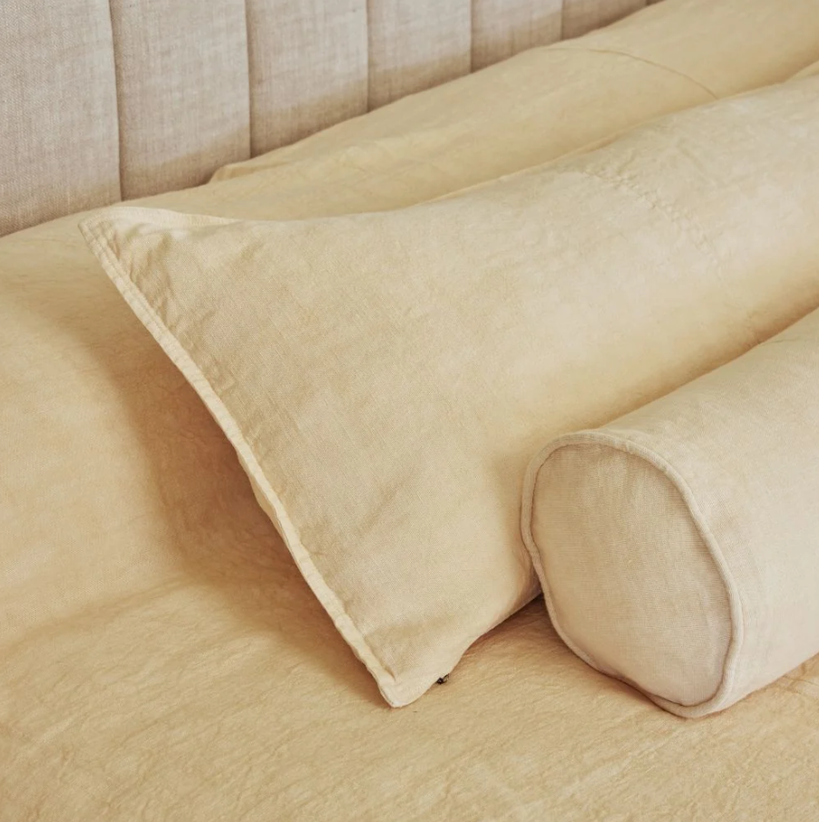 Luca Linen Bolster - Soft Butter