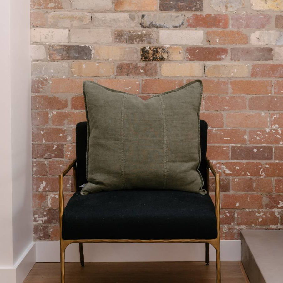 Luca Linen Cushion - Moss Green