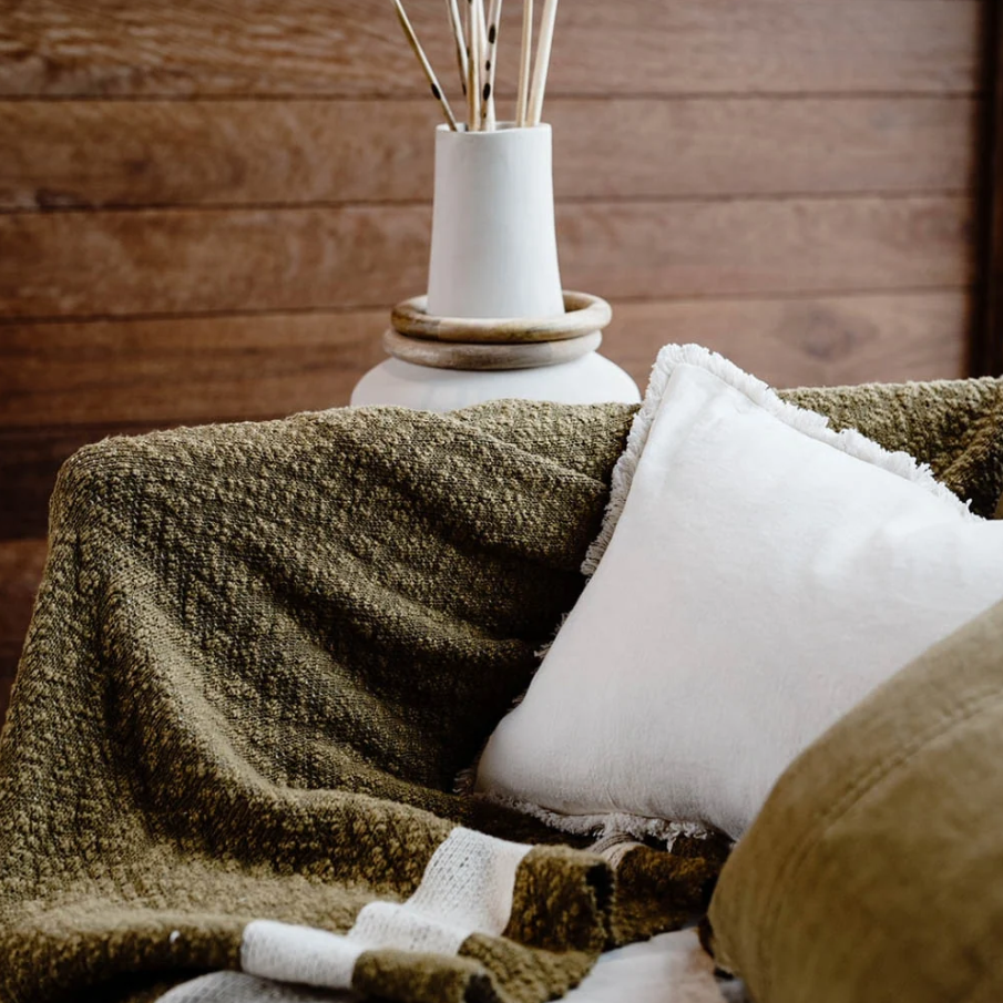Zen Throw - Olive/White