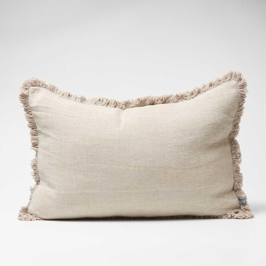 Luca Boho Linen Cushion - Natural