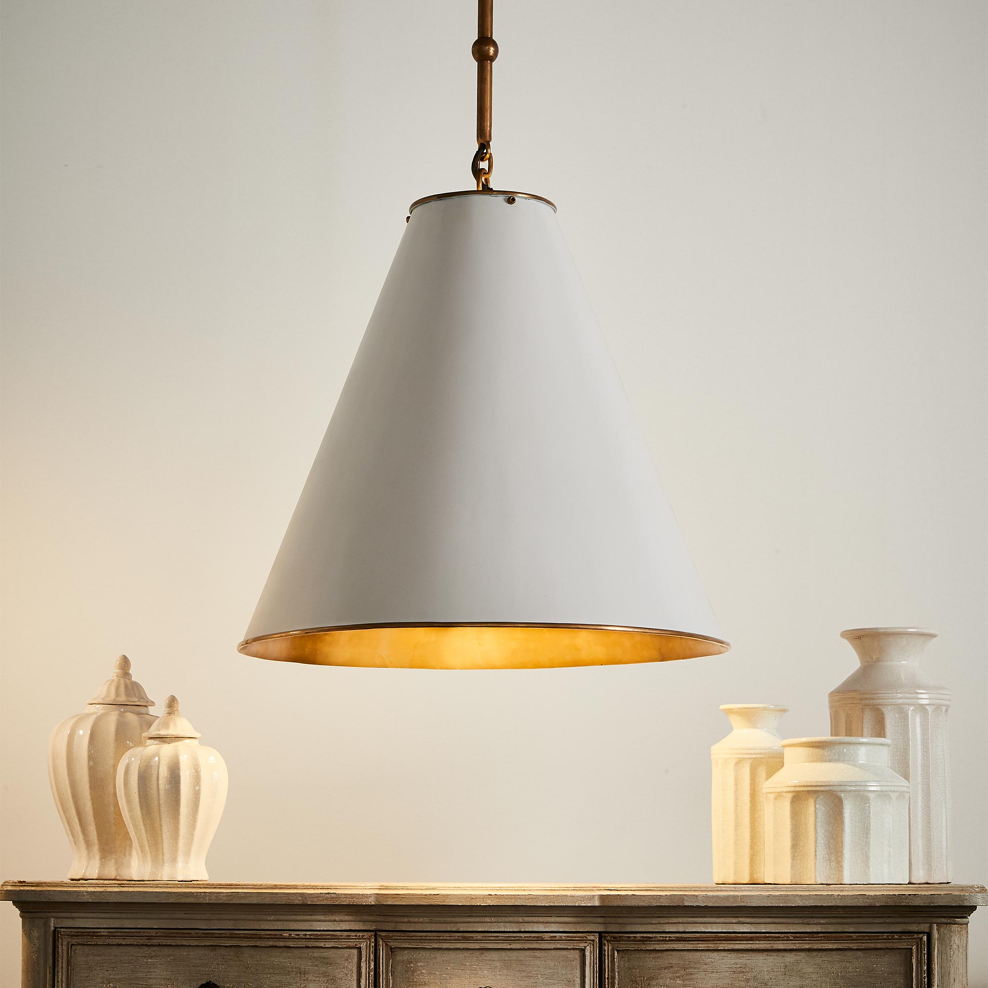 Monte Carlo Ceiling Pendant Large - White and Brass