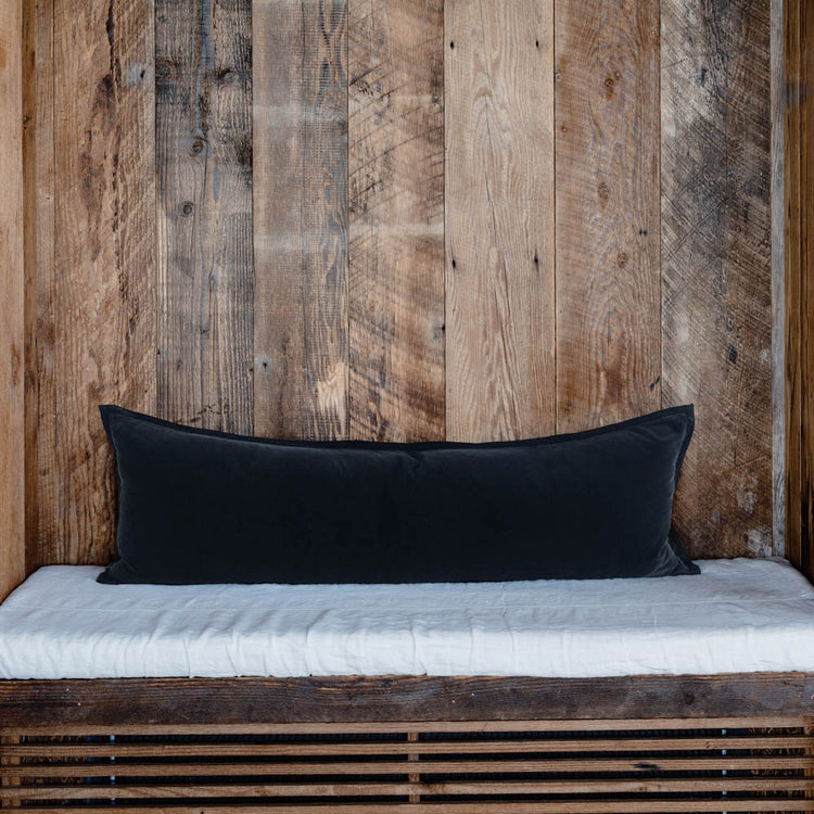 Evelyn Velvet Long Lumbar Cushion - Black