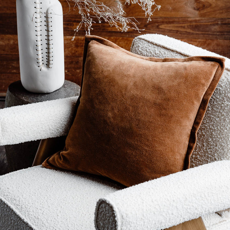 Evelyn Velvet Cushion - Nutmeg
