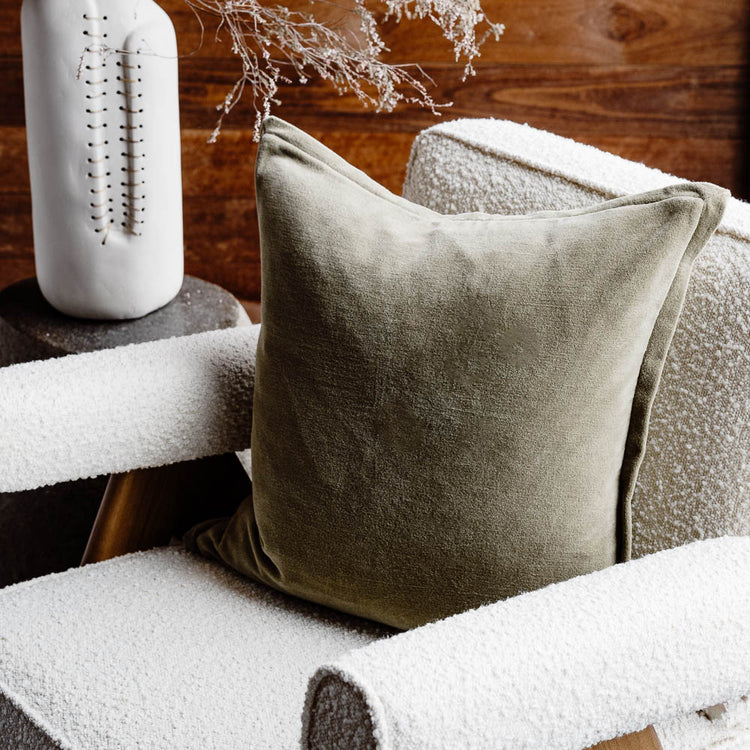Evelyn Velvet Cushion - Olive