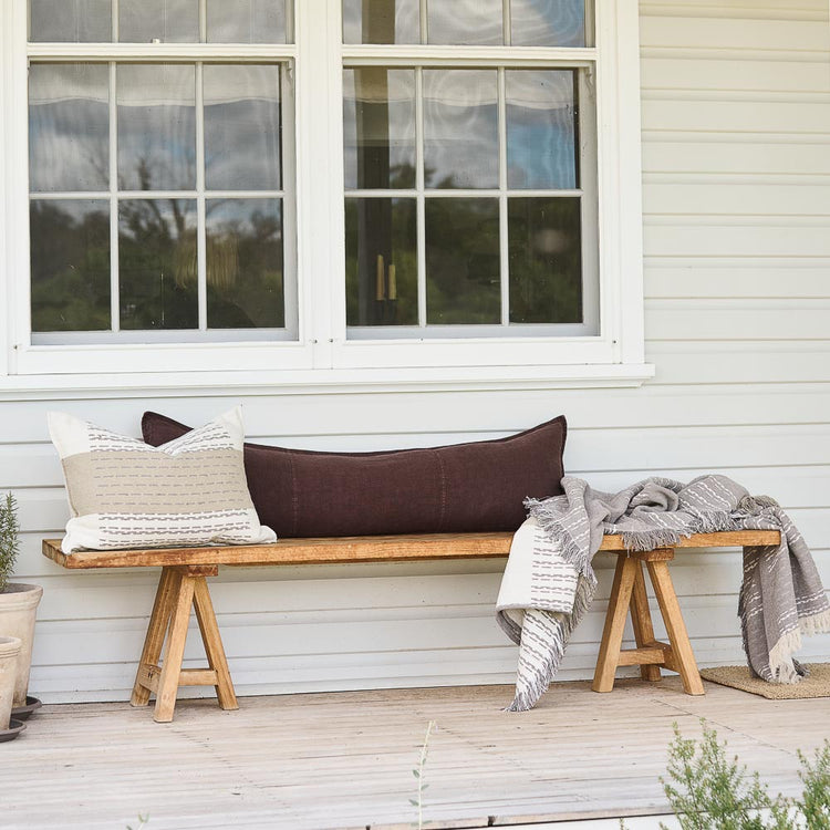 Luca Linen Long Lumbar Cushion - Chocolate