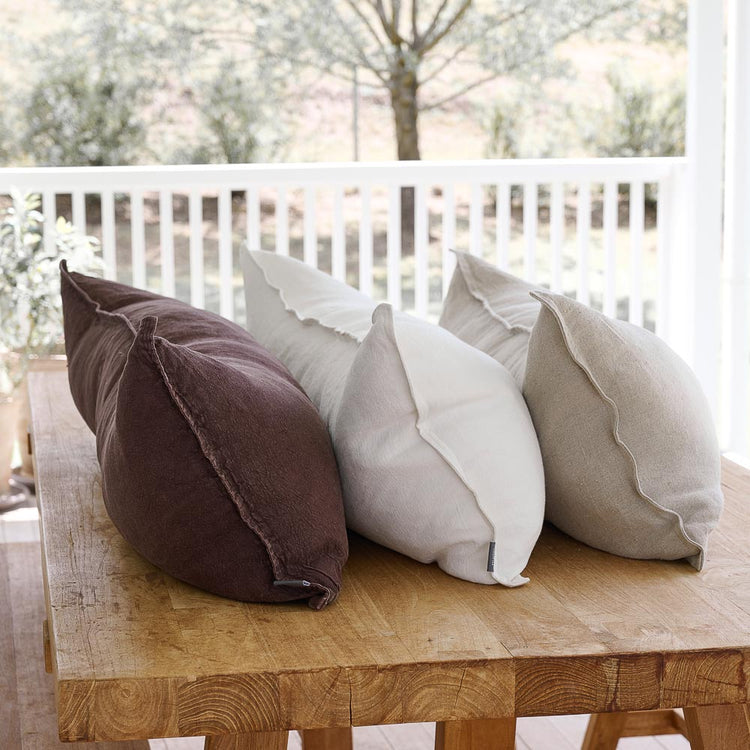 Luca Linen Long Lumbar Cushion - Chocolate