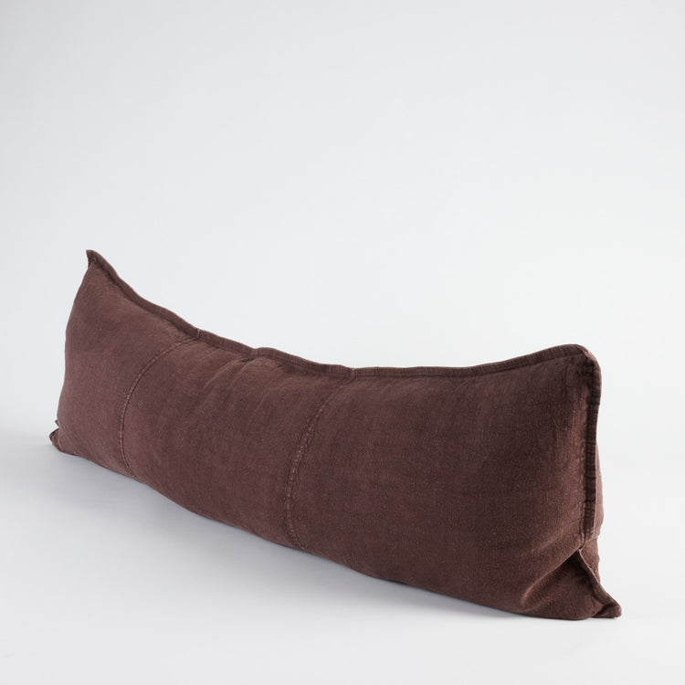Luca Linen Long Lumbar Cushion - Chocolate