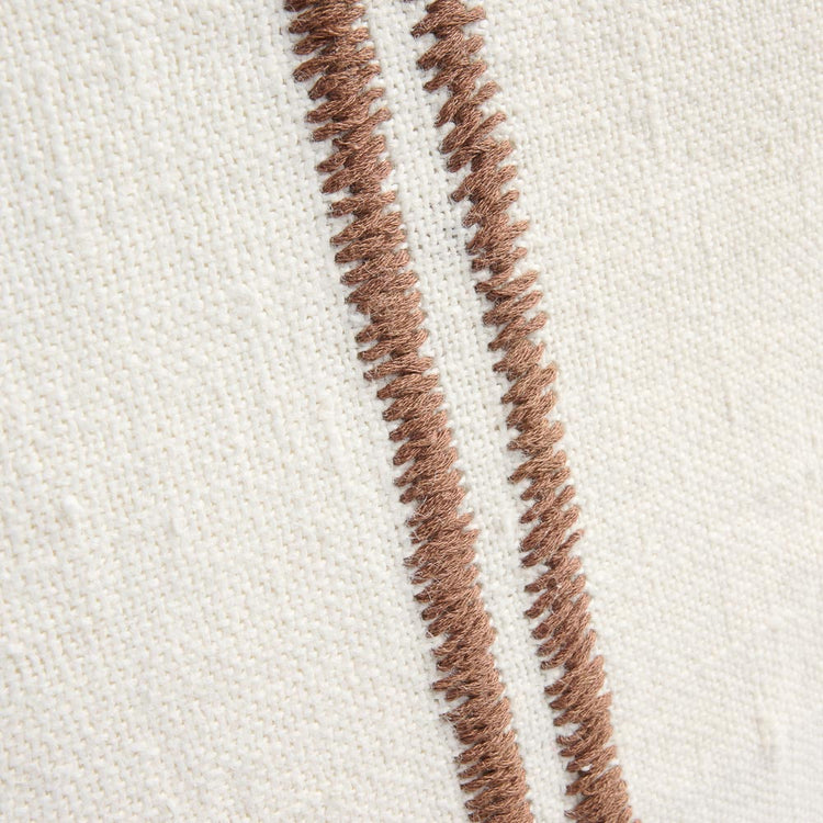 Orion Linen Cushion - Off White/Chocolate