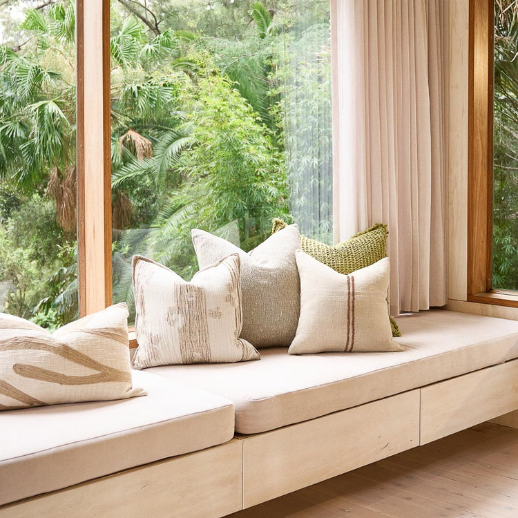 Orion Linen Cushion - Natural/Chocolate