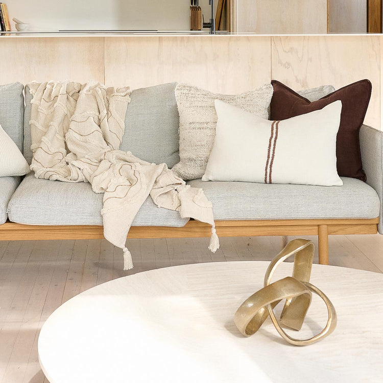 Orion Linen Cushion - Off White/Chocolate