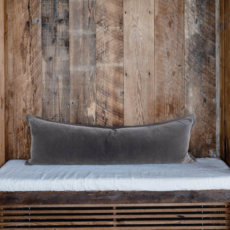 Evelyn Velvet Long Lumbar Cushion - Slate
