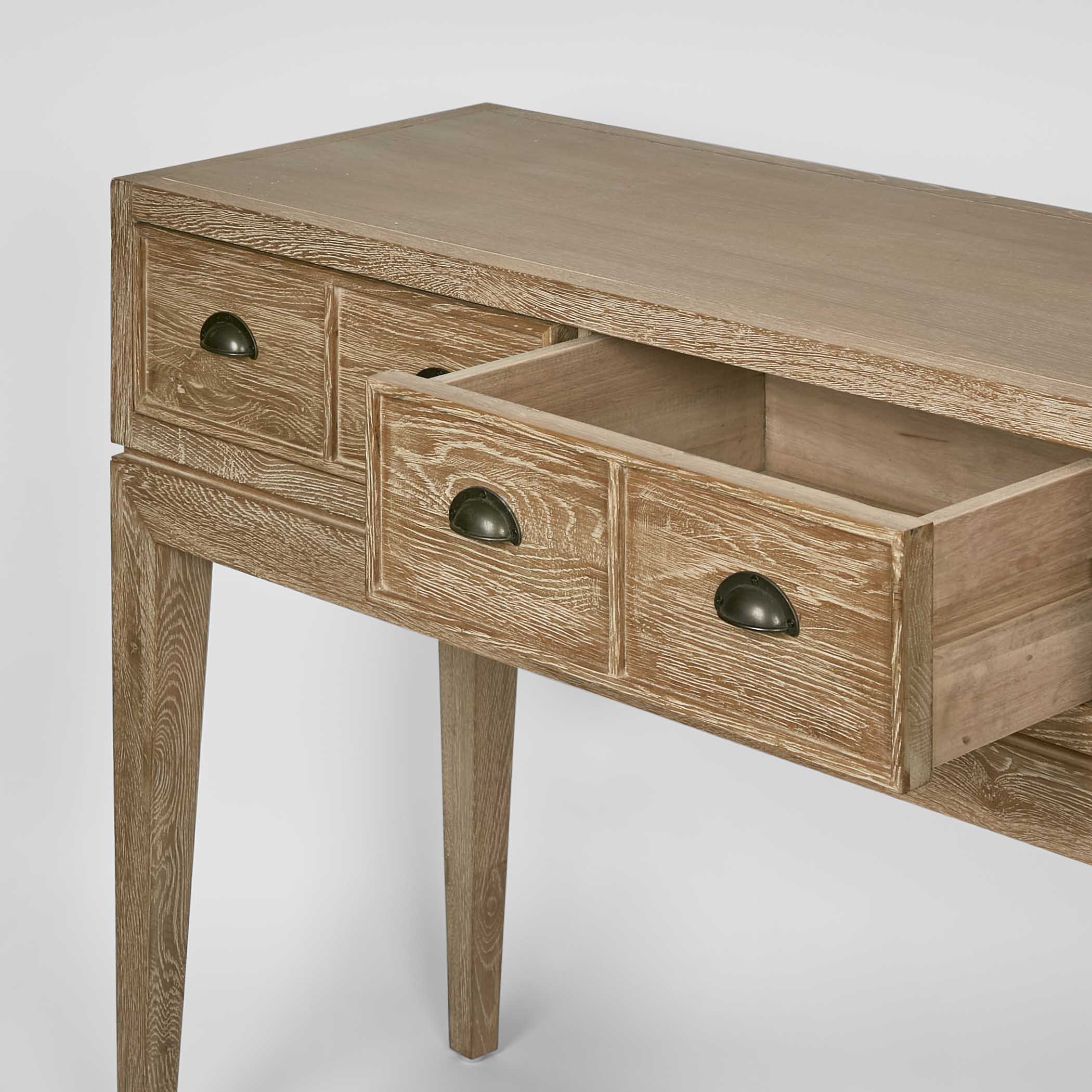 Columbus Oak 6 Drawer Console Table
