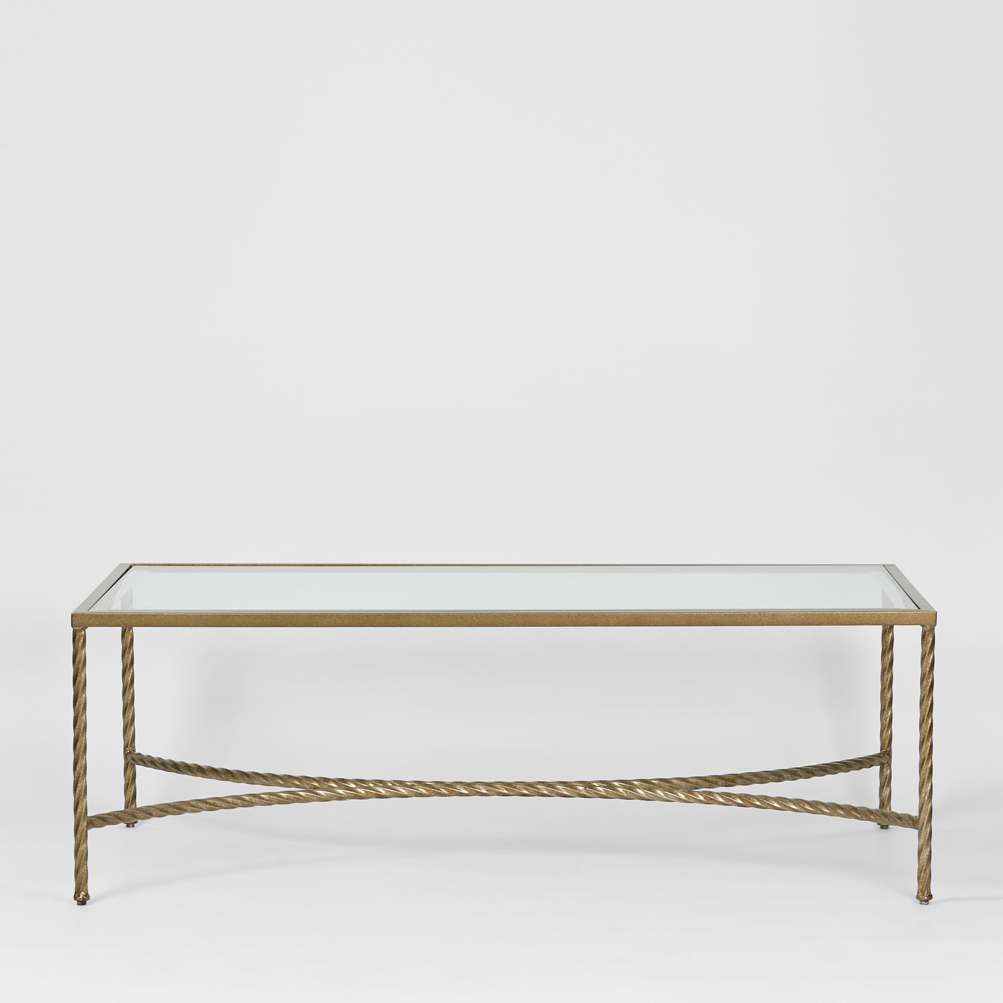 Palais Glass Top Rectangular Coffee Table - Gold