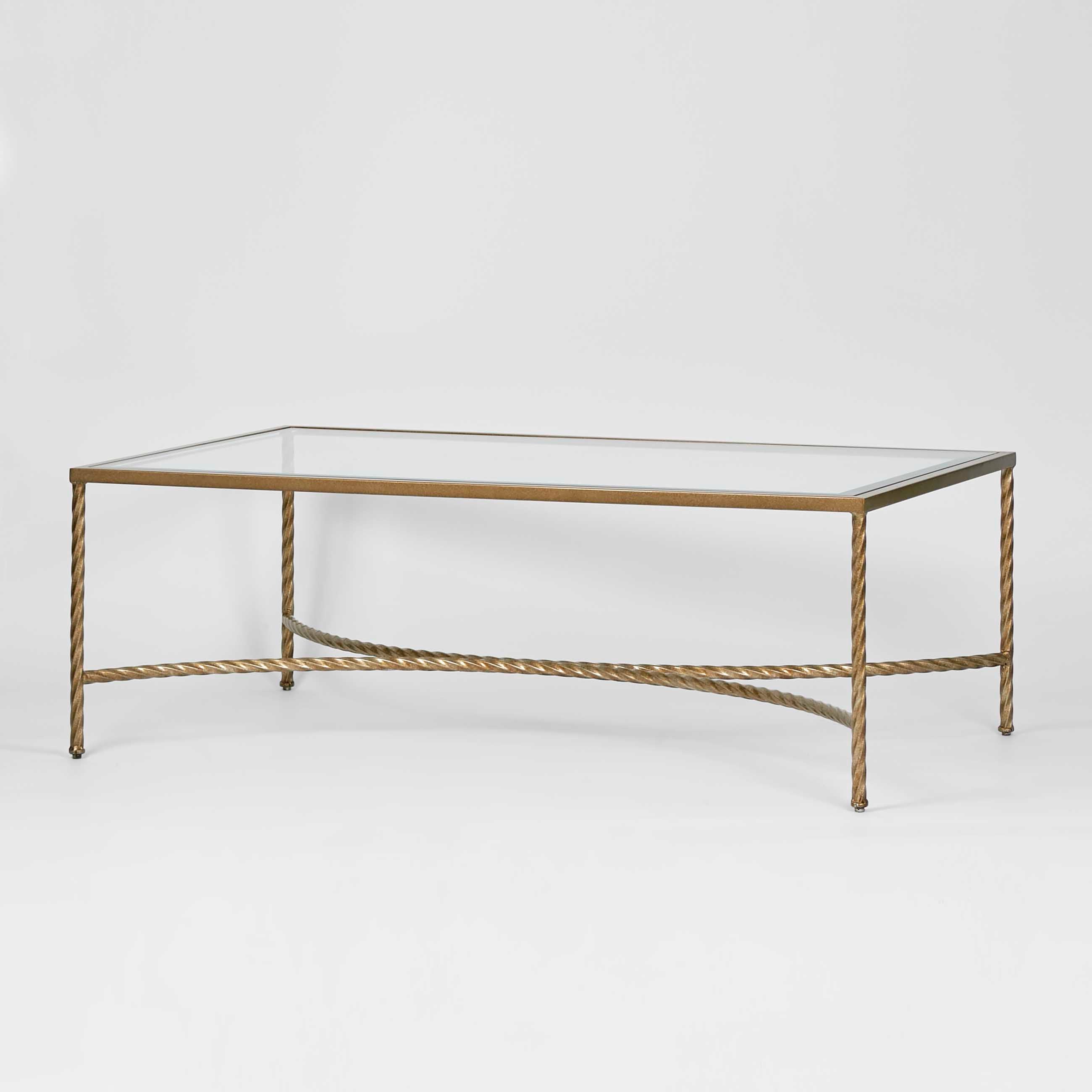 Palais Glass Top Rectangular Coffee Table - Gold