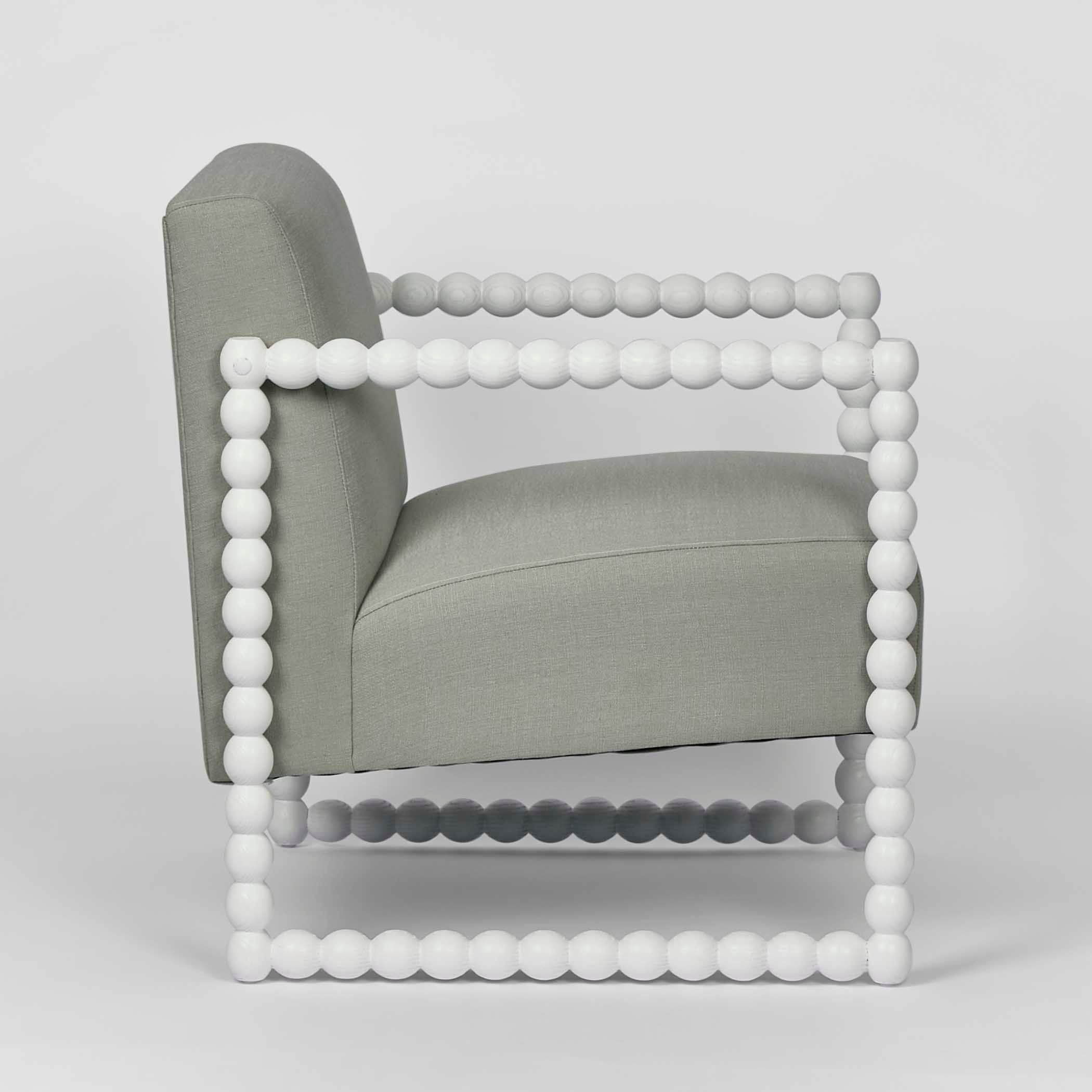 Bobbin Oak Arm Chair - White/Seafoam