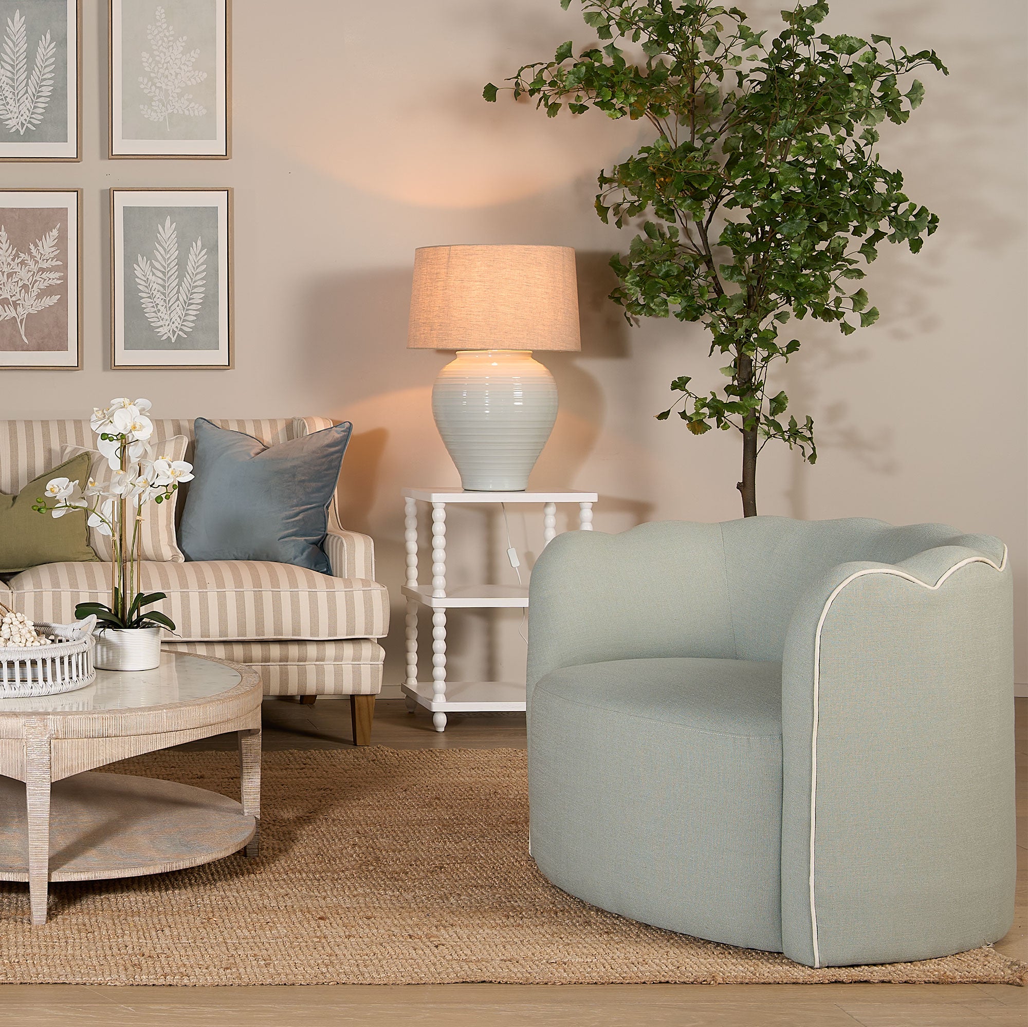 Camille Scallop Armchair - Seafoam