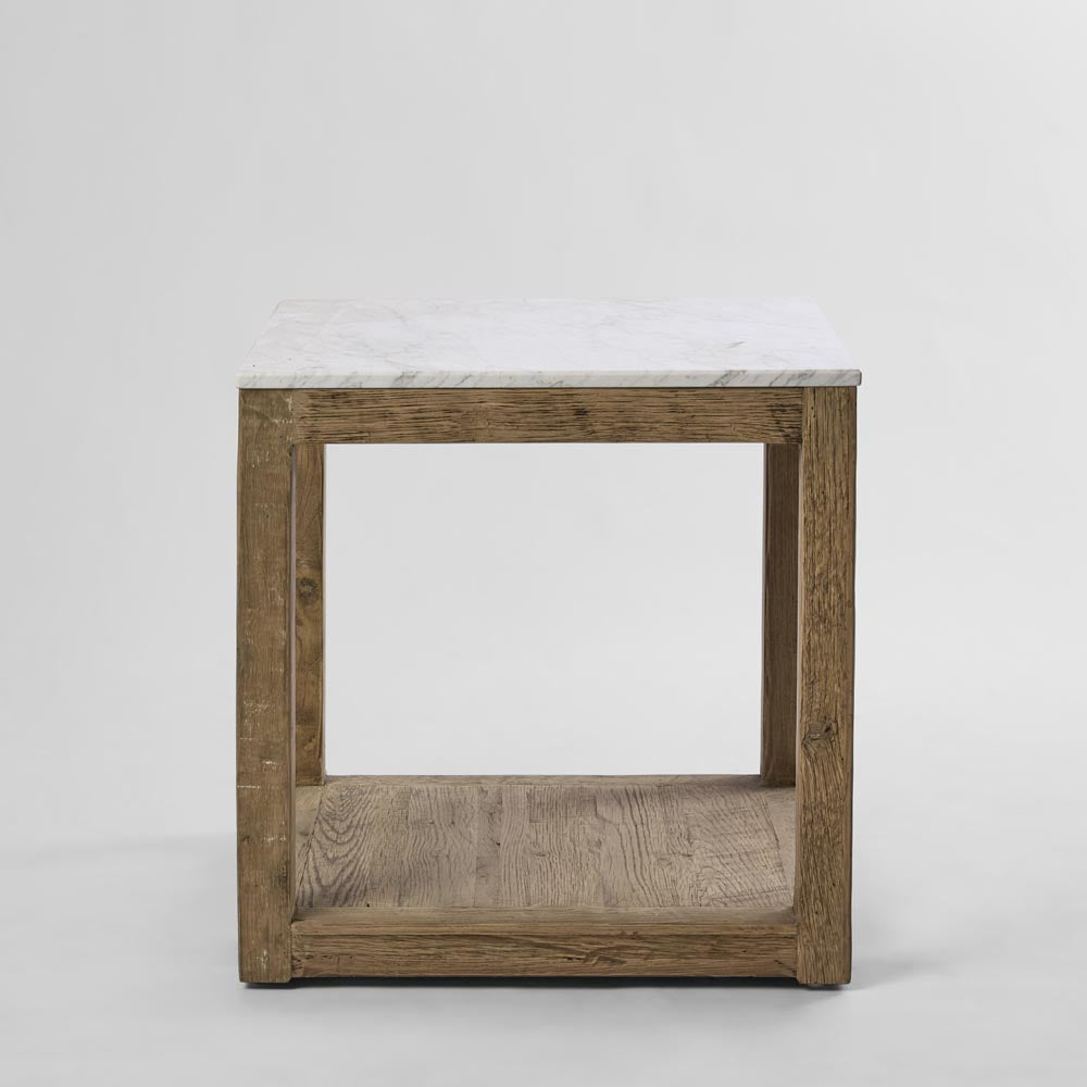 Denver Marble Top Side Table - White