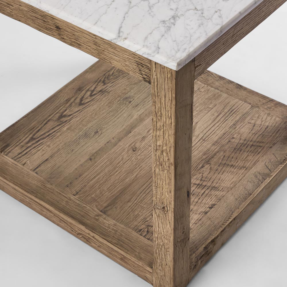 Denver Marble Top Side Table - White