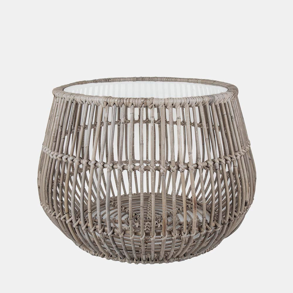Haiti Glass Top Round Basket Table