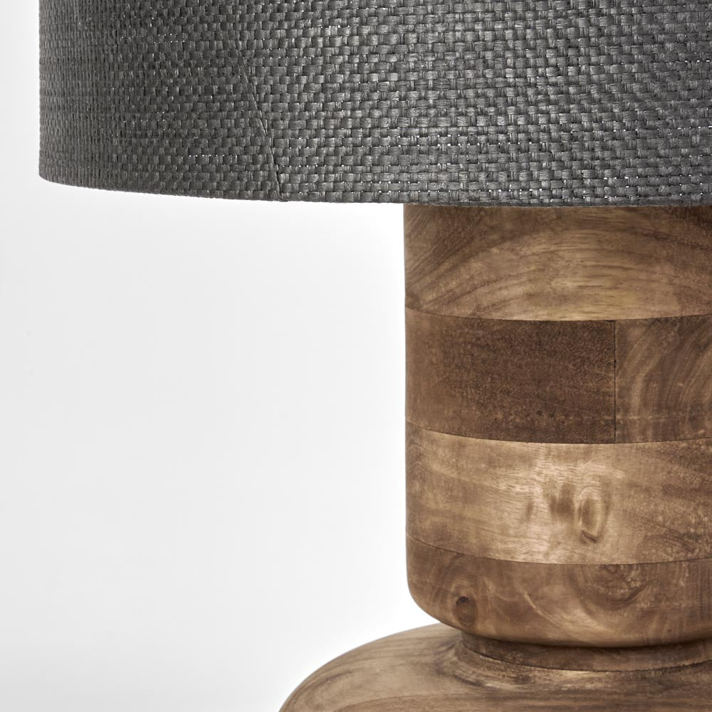 Clem Timber Table Lamp - Black Shade