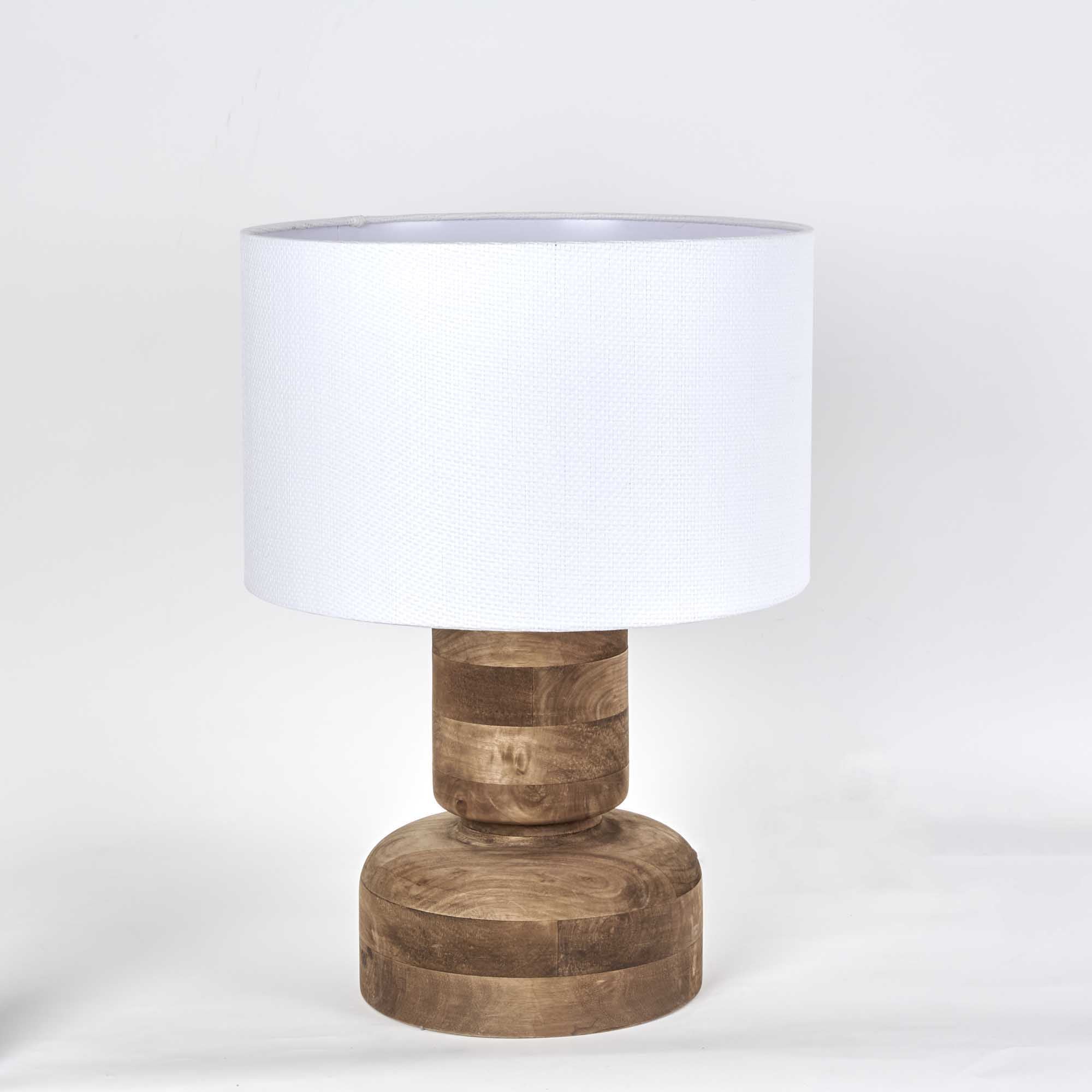 Clem Timber Table Lamp - White Shade