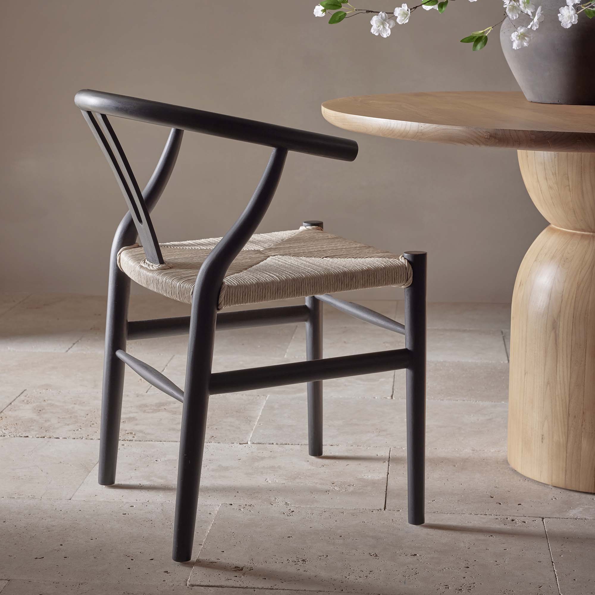Arc Wishbone Dining Chair - Black / Natural