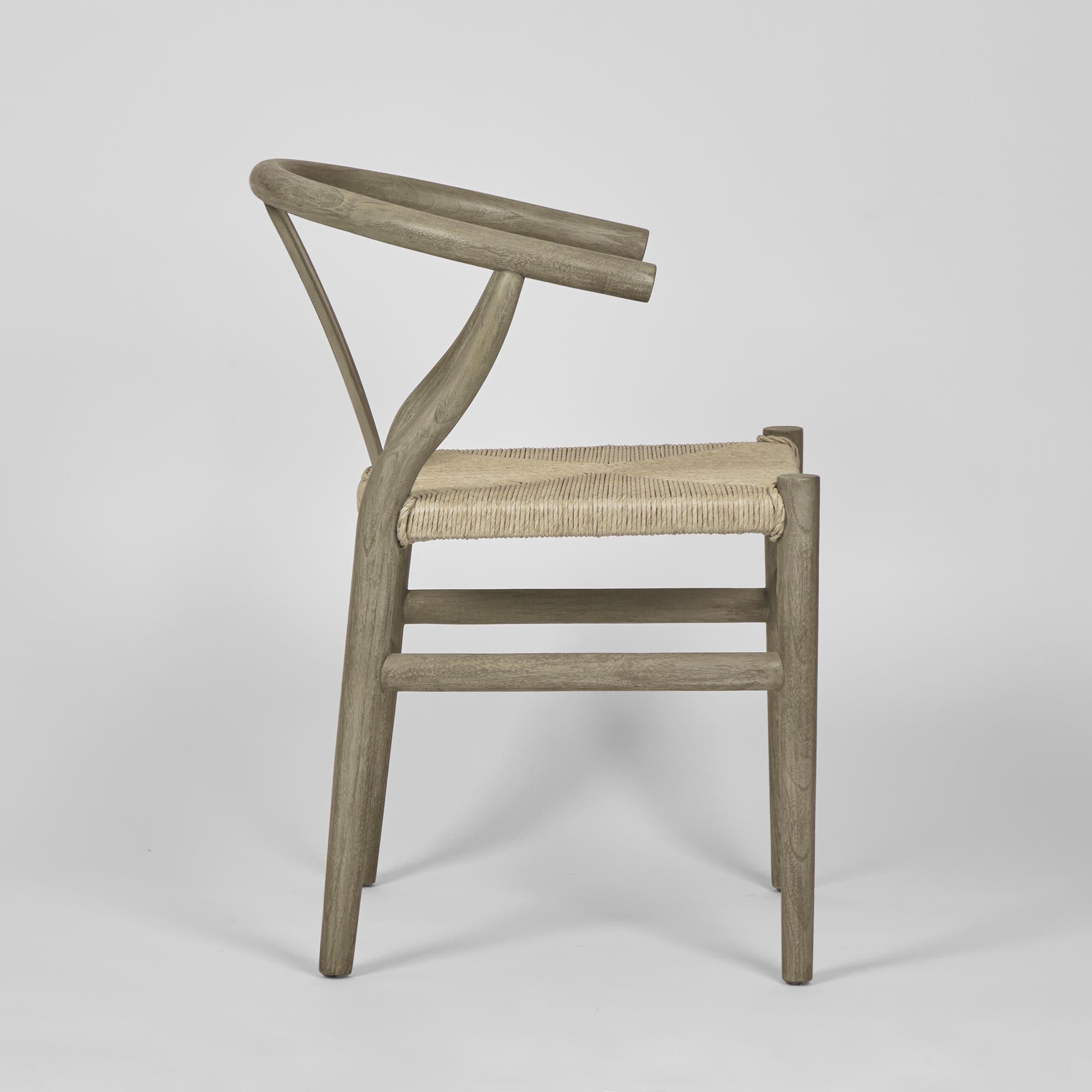 Arc Wishbone Dining Chair - Grey / Natural