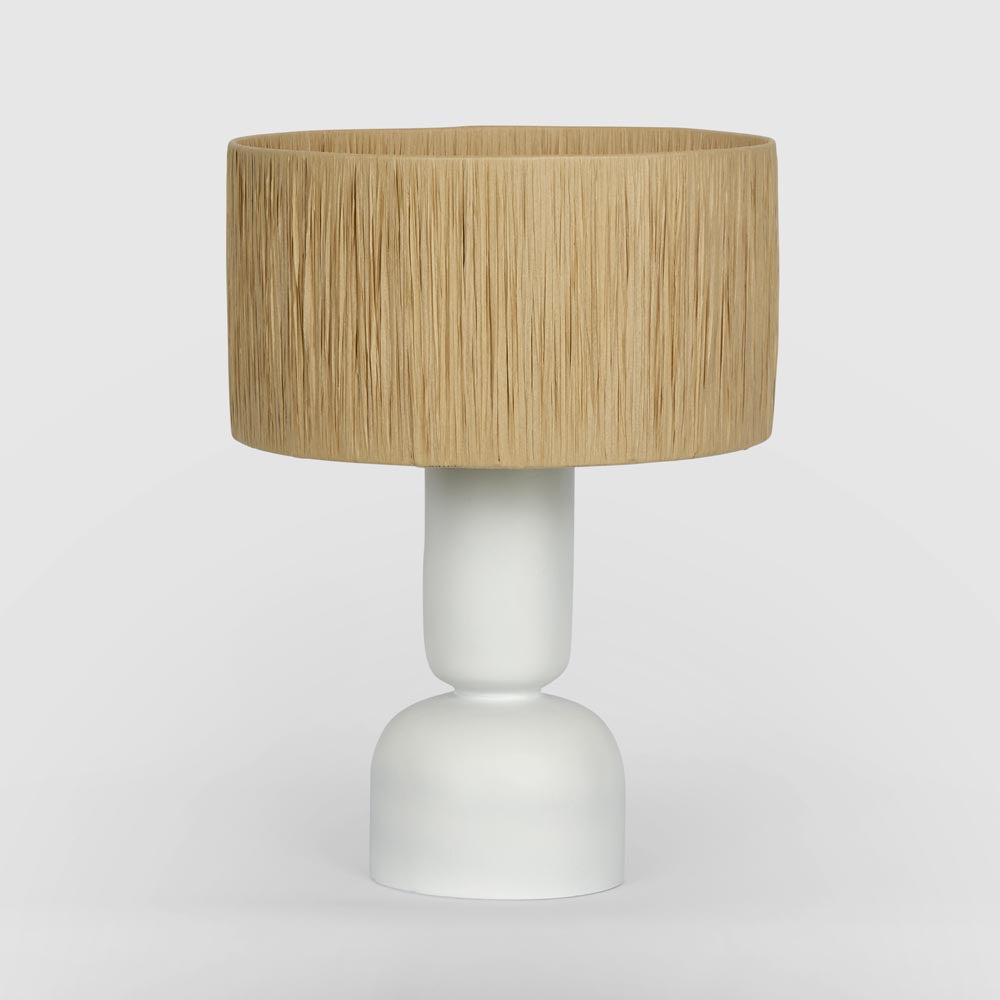 Clem Lamp Small - White / Raffia shade