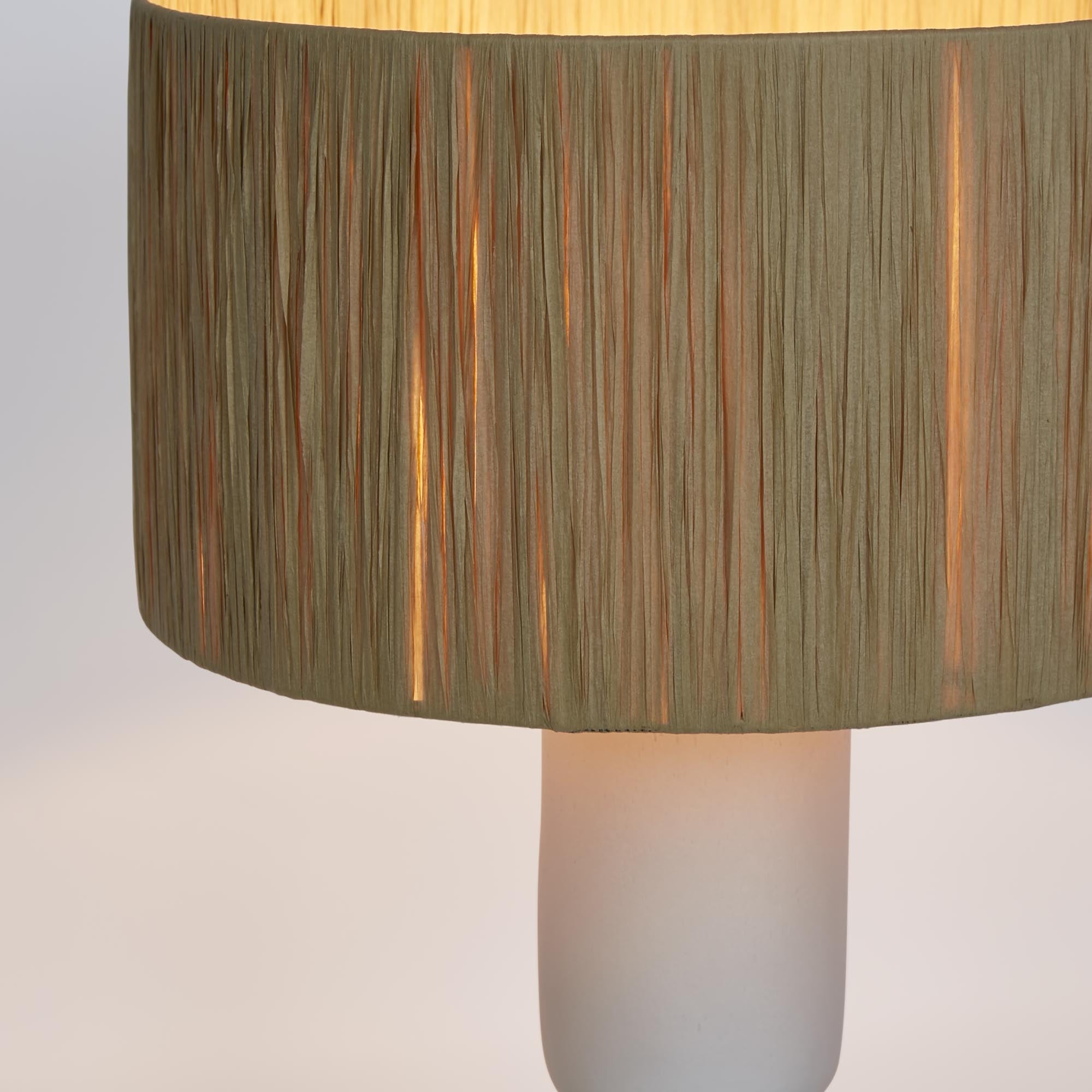 Clem Lamp Small - White / Raffia shade