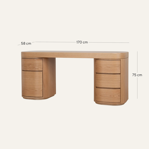 Solvia 1.7m Office Desk - Natural Oak