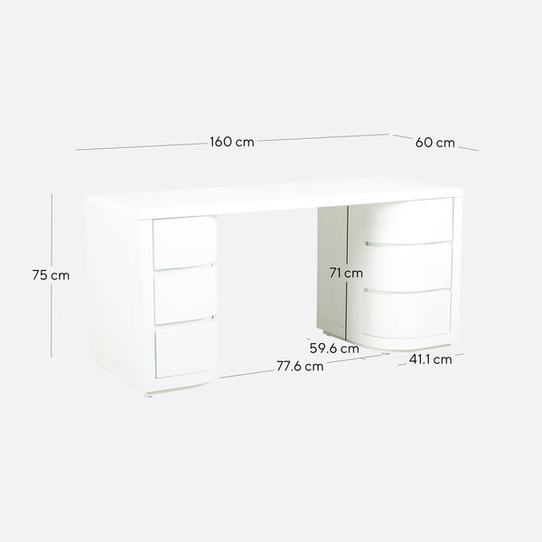 Aiza 1.6m Office Desk - White