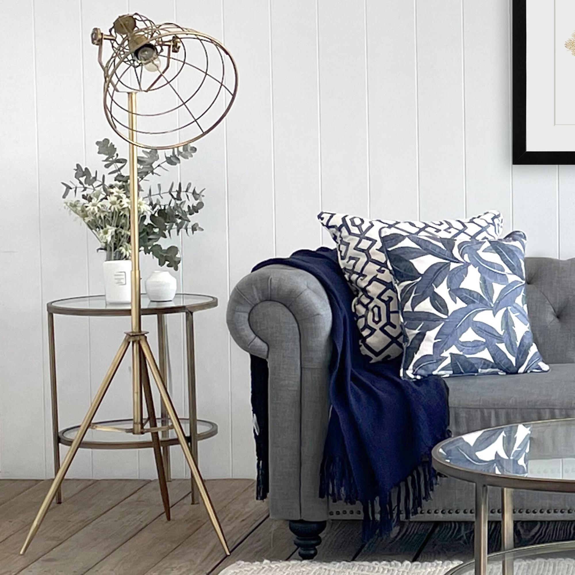 Palladium Glass Side Table - Brass