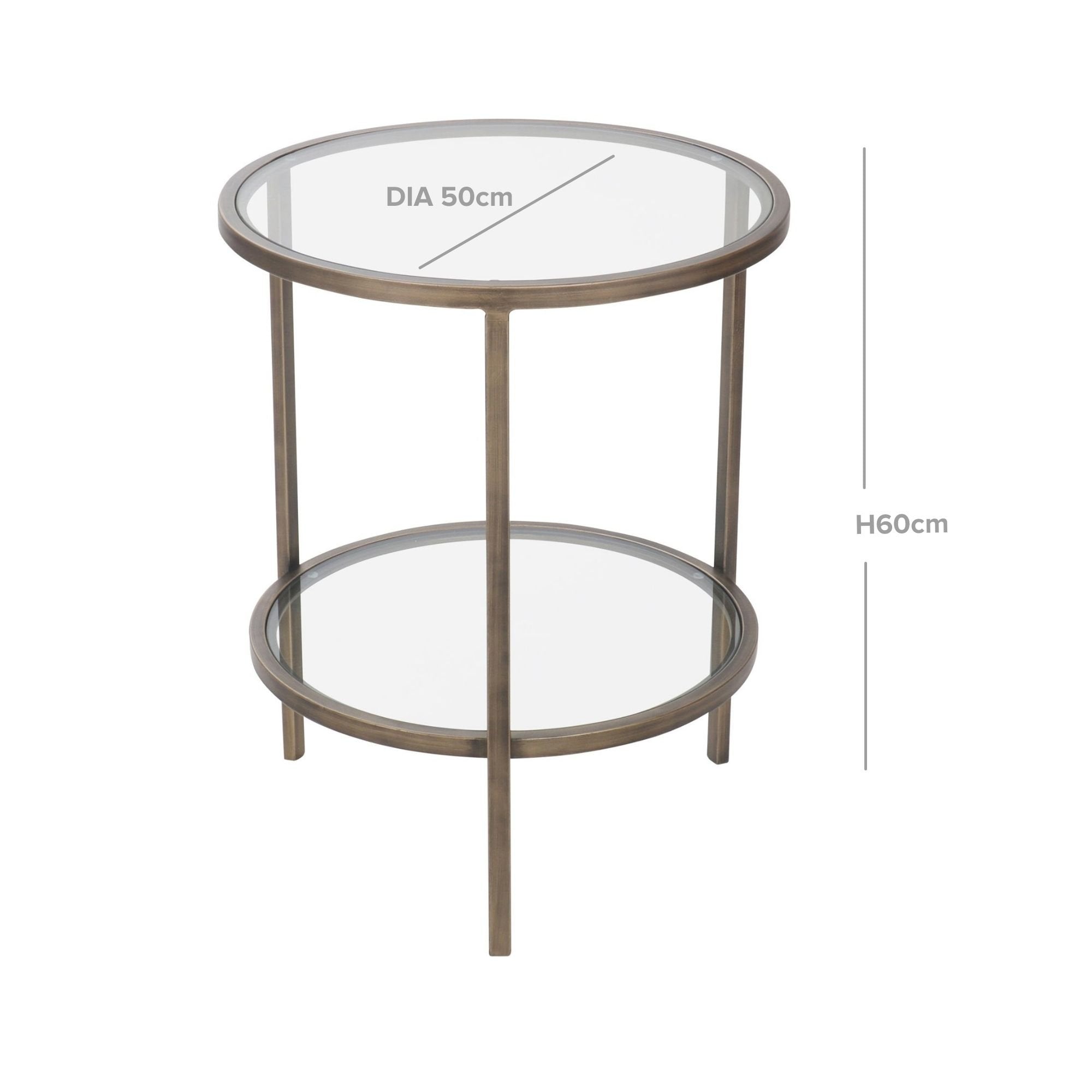 Palladium Glass Side Table - Brass
