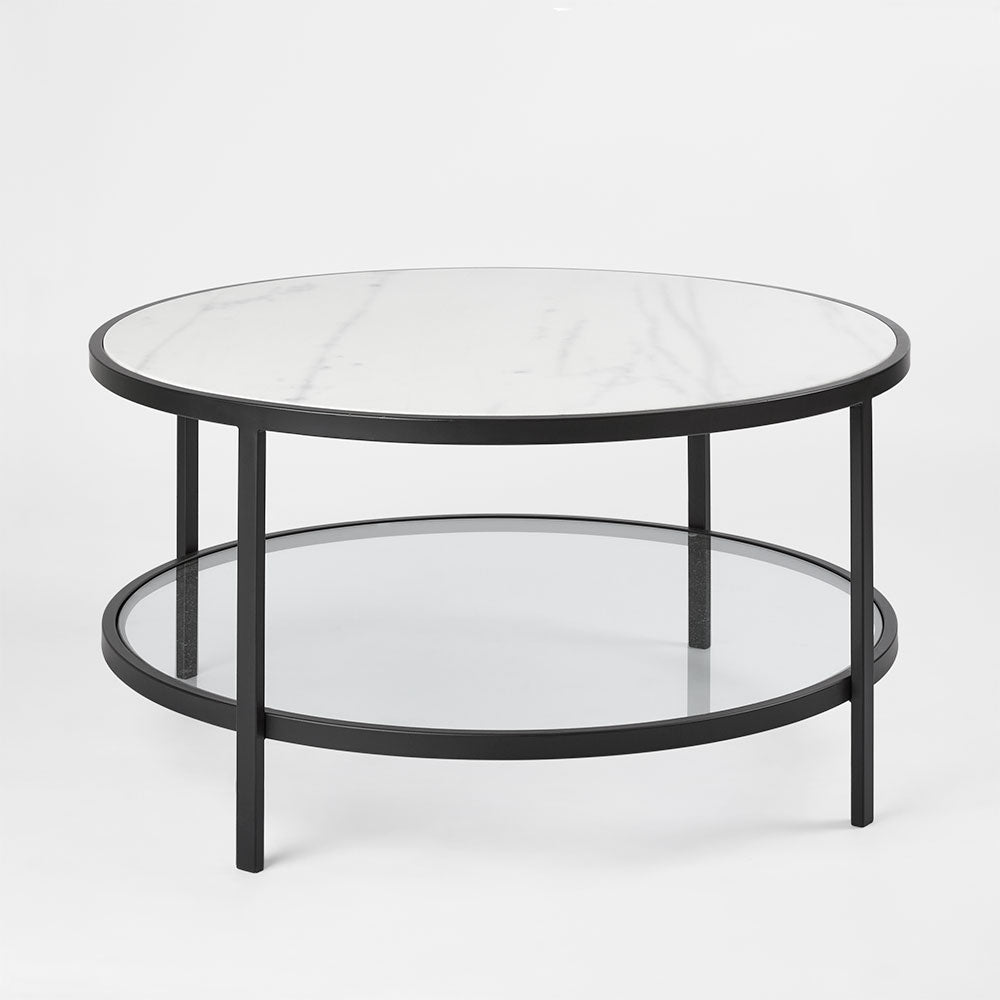 Palladium Marble & Glass Coffee Table - Black