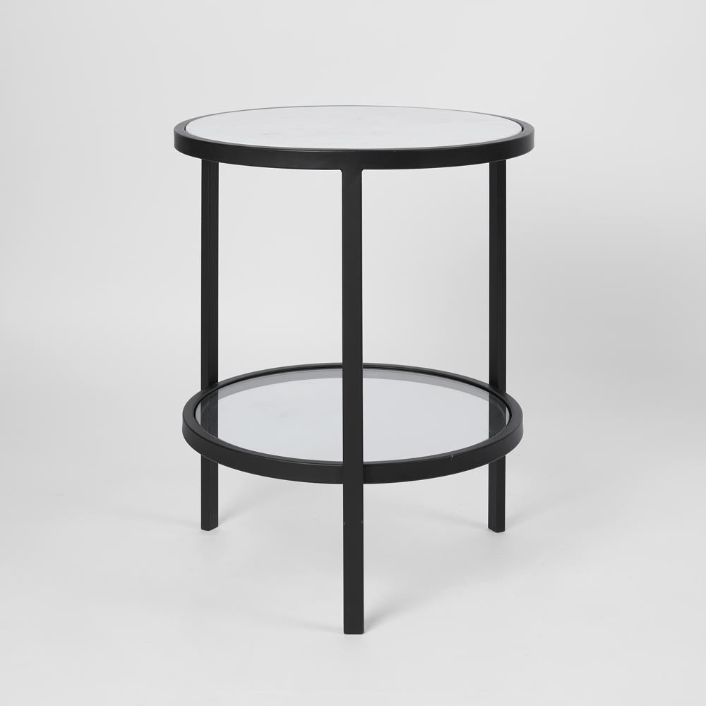 Palladium Marble & Glass Side Table - Black