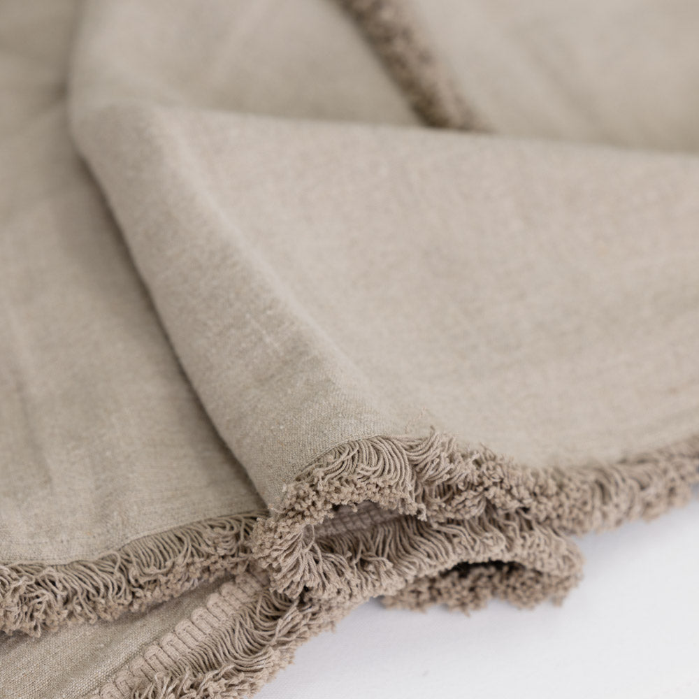 Luca Boho Linen Throw - Natural