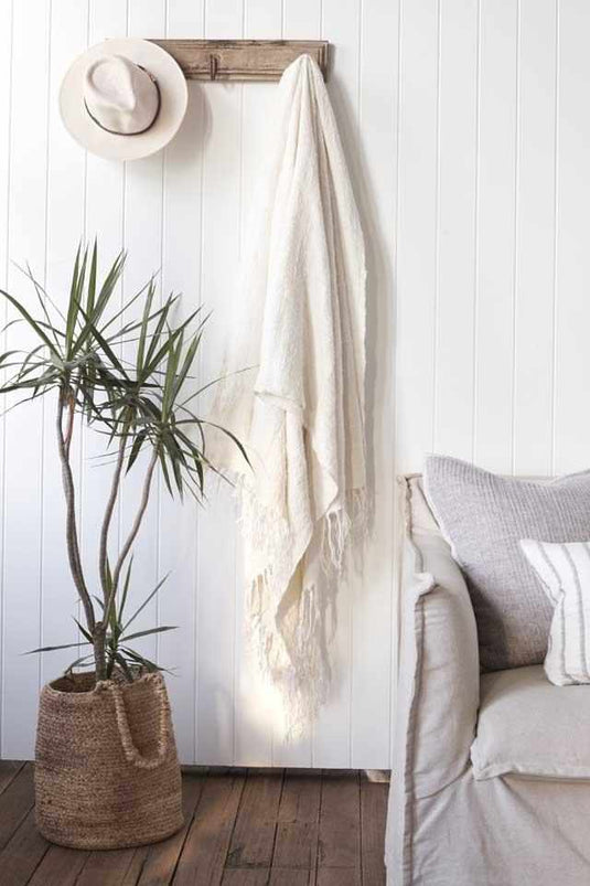 Bedouin Oversized Linen Throw - Ivory