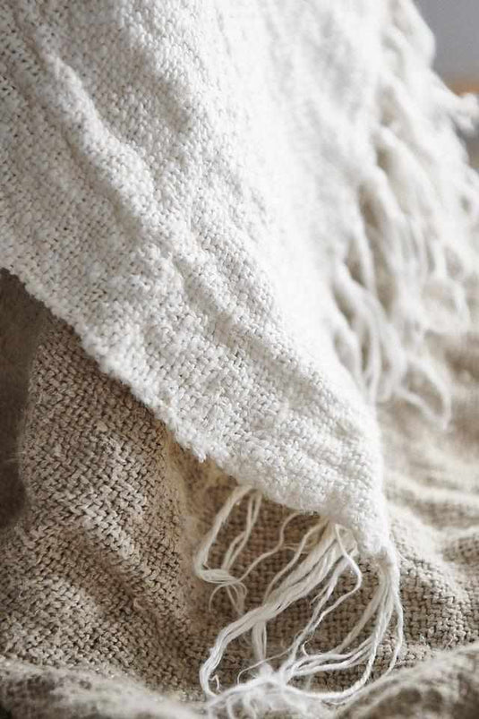 Bedouin Oversized Linen Throw - Ivory