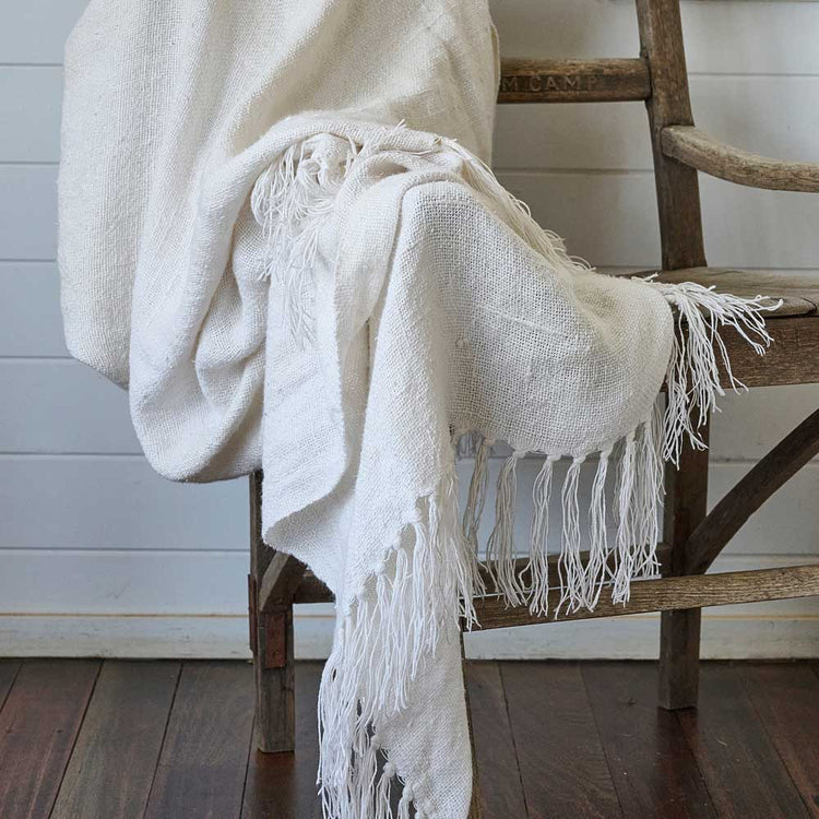Bedouin Oversized Linen Throw - Ivory