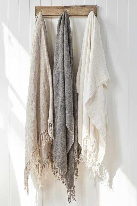 Bedouin Oversized Linen Throw - Ivory