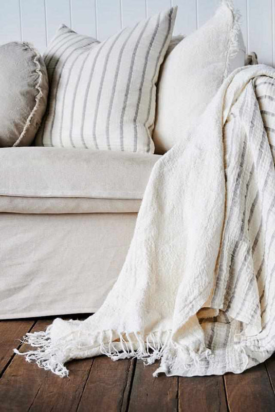 Bedouin Oversized Linen Throw - Ivory