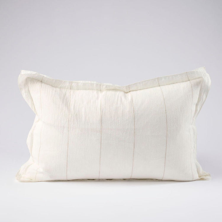 Carter Linen Cushion - Off White with Natural Stripe
