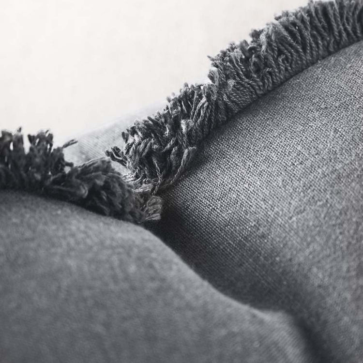 Luca Boho Linen Cushion - Slate