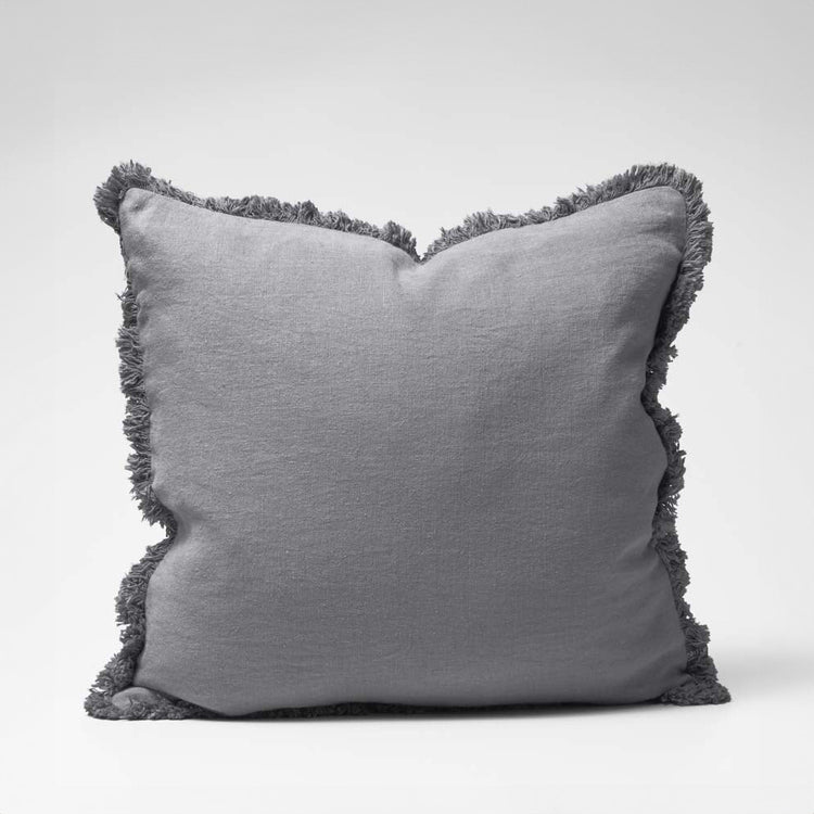 Luca Boho Linen Cushion - Slate