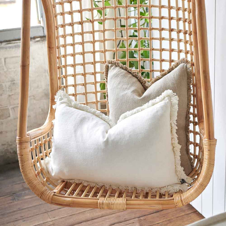 Luca Boho Linen Cushion - Off White