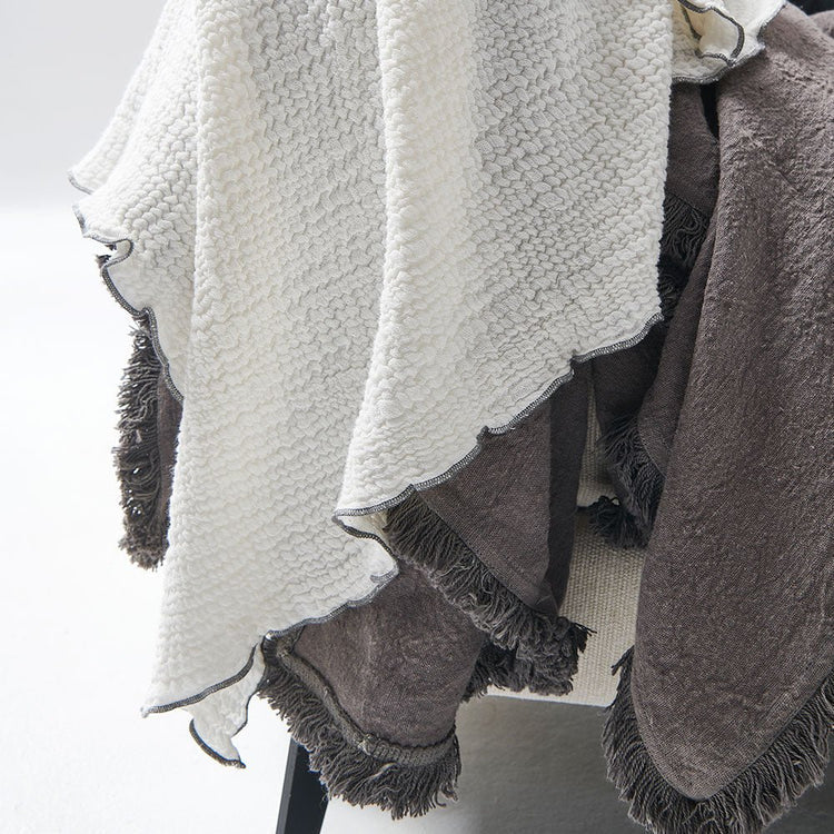 Luca Boho Linen Throw - Slate