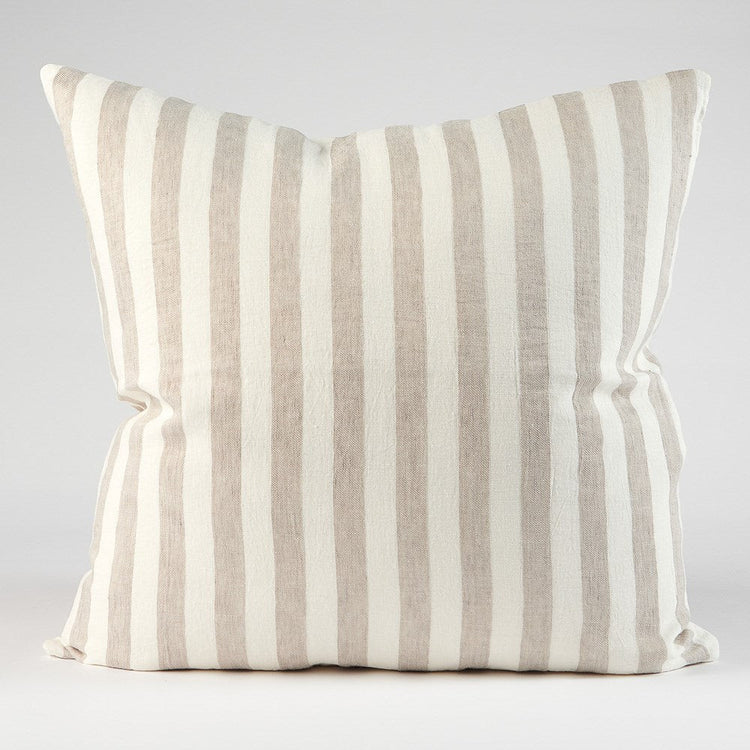 Santi Linen Cushion - Off White/Natural Stripe