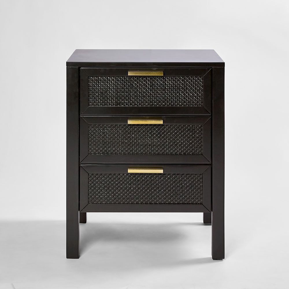 Santorini Bedside 3 Drawers - Black